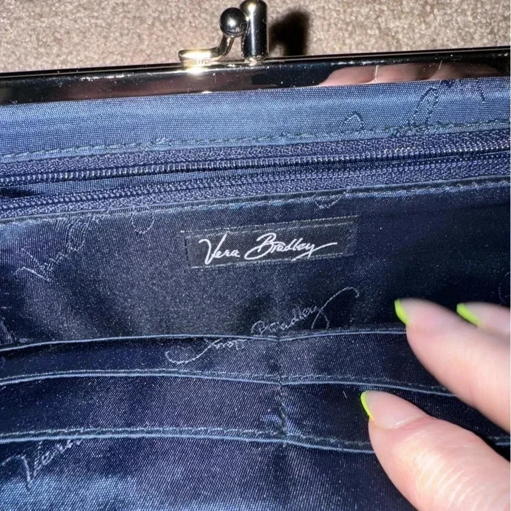 VERA BRADLEY RETIRED DAISY DAIDY PATTER DOUBLE KISS LOCK CLUTCH GRN BLUE - Picture 11 of 16